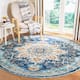 SAFAVIEH Madison Diederike Boho Medallion Distressed Rug - 3' x 3' Round - Blue/Light Blue