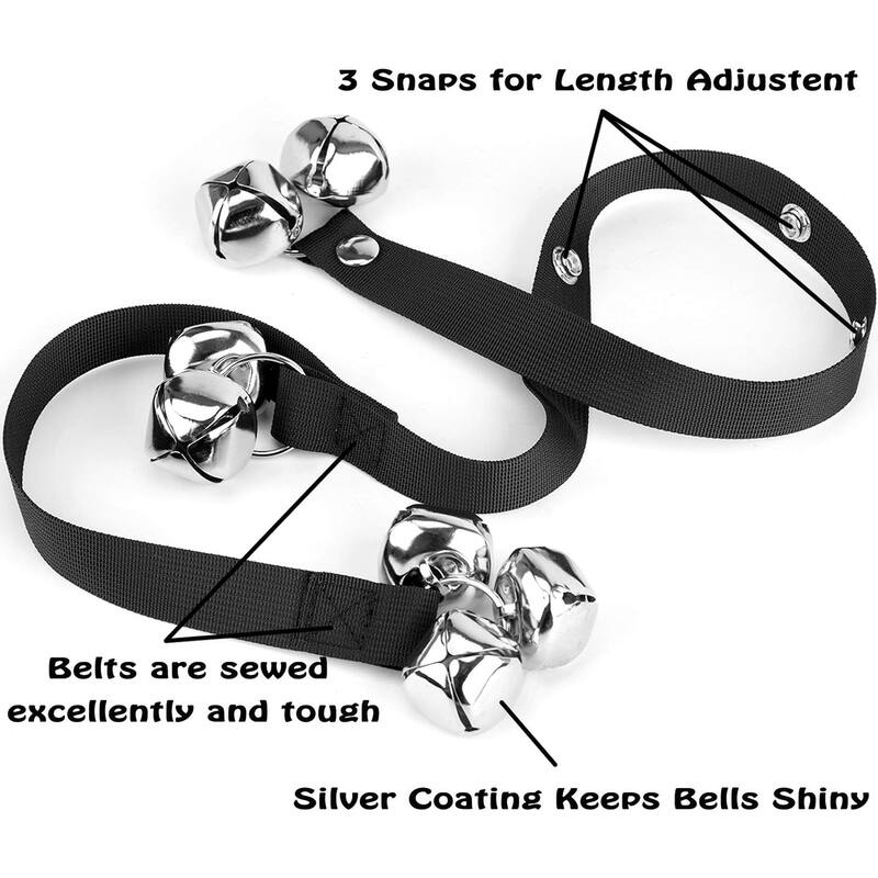 Puppy Bells Dog Pet Cat Doorbells -3 Snaps for Length Adjustment - Black