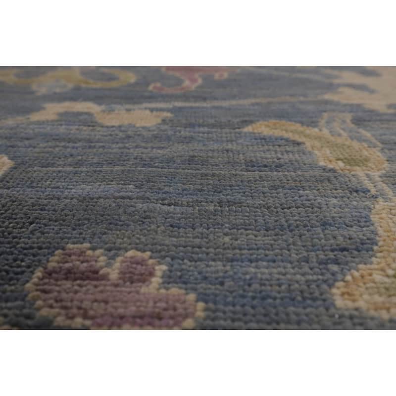Vegetable Dye Blue Oushak Oriental Large Area Rug Handmade Wool Carpet - 10'5"x 13'8"