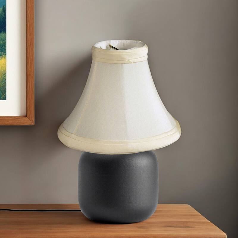 HomeRoots Slate Gray Shantung Silk Bell Lamp Shade - 4