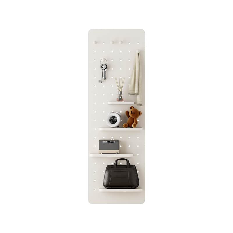Wall Mounted Full Length Mirror with Shelf and Hook Wall Mounted Mirror with Multifunctional Design Panel(47.6*15.7in)