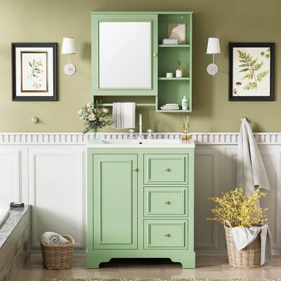 Elegant Bathroom Vanity Set with Mirror Cabinet and Ample Storage