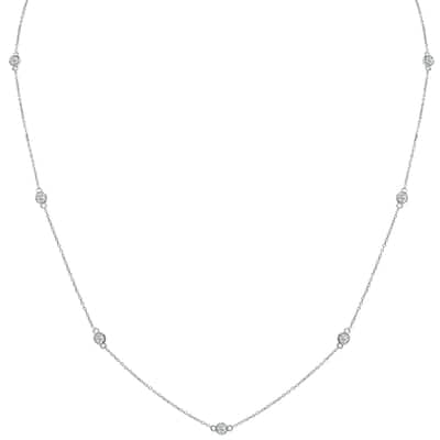Marquee 0.75 Carat TW Bezel Set Lab Grown Diamond Station Necklace in 14K White Gold