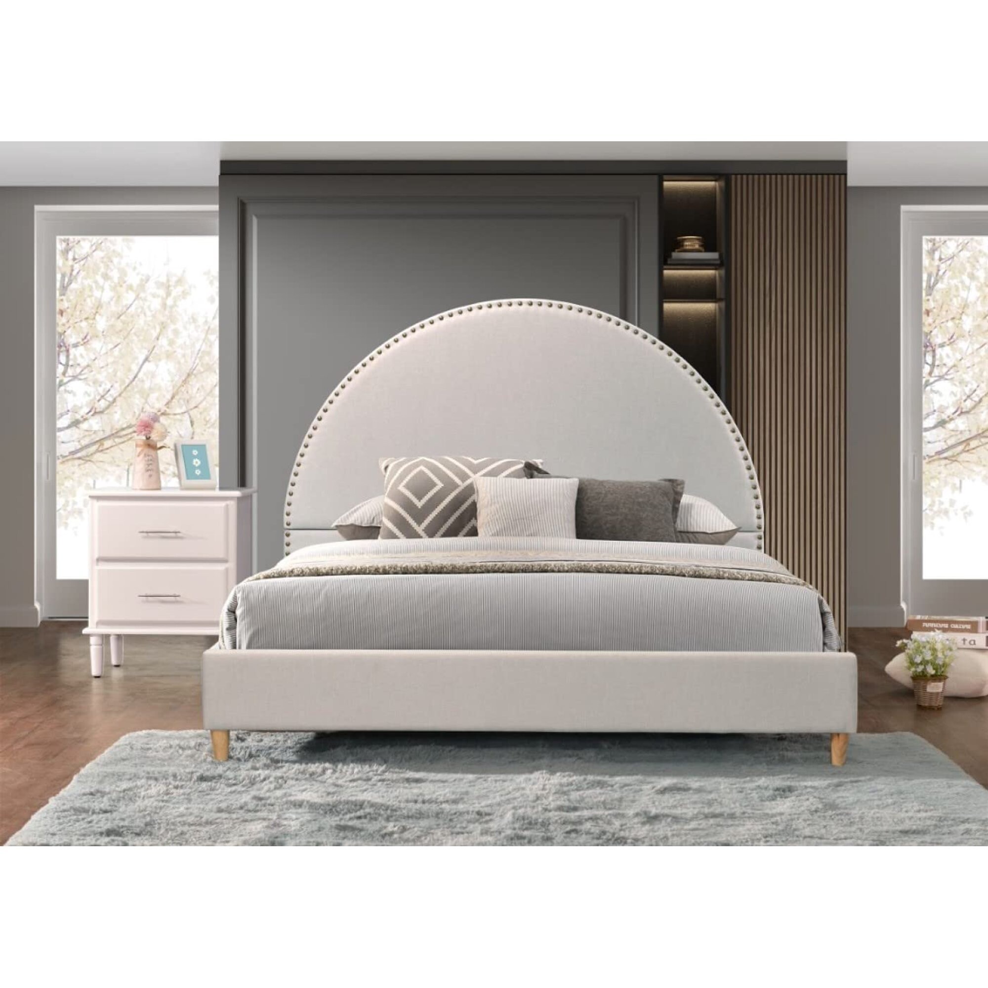 Round hotsell headboard bed