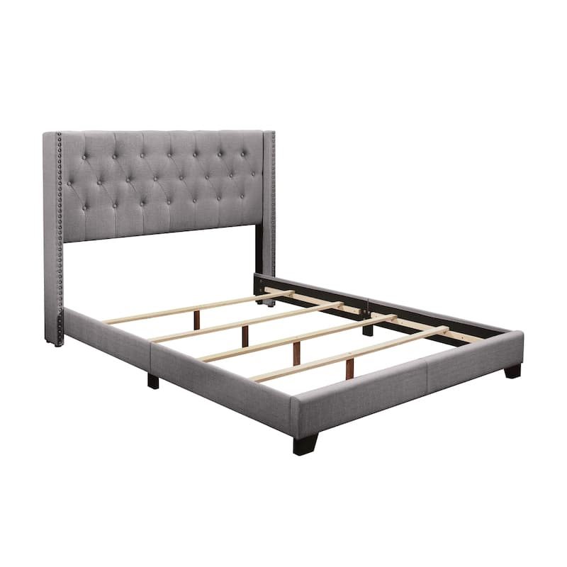 Morgan Gray Fabric Upholstered Tufted Bed