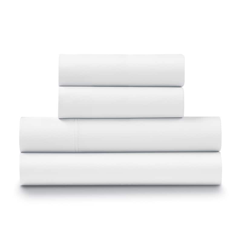 Ella Jayne 100% Cotton Percale Cool and Crisp Deep Pocket Sheet Set - White - Full