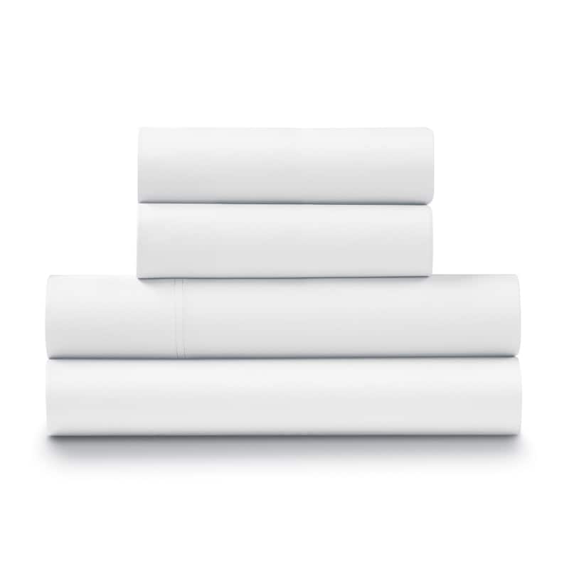 100% Cotton Percale Cool and Crisp Deep Pocket Sheet Set - White - Full