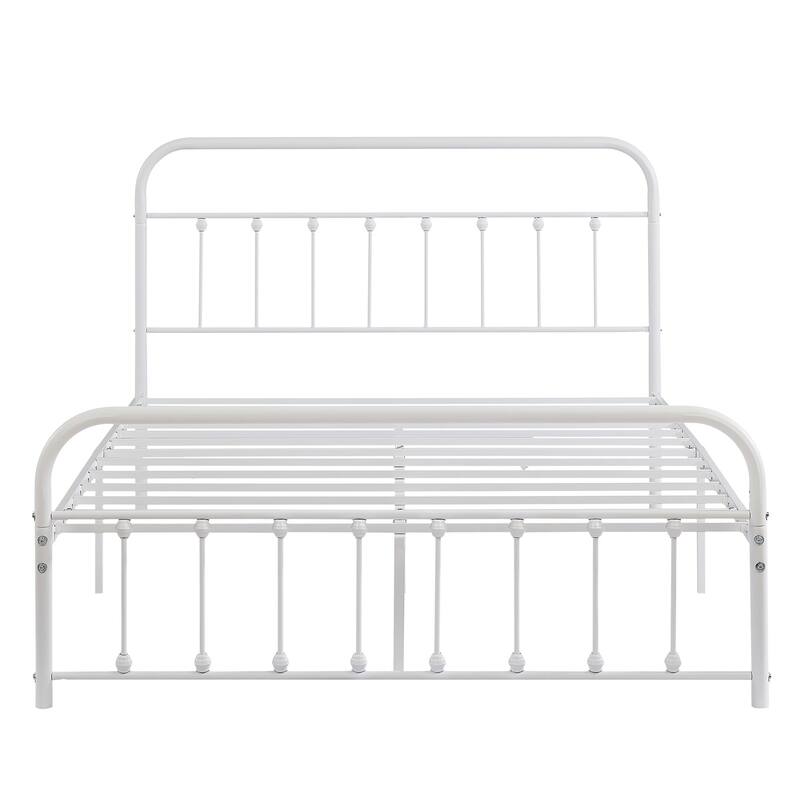 VECELO Metal Bed Frame with Headboard Classic Metal Platform Bed Frame Mattress Foundation with Victorian Style Footboard