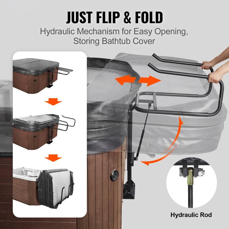 Hot Tub Cover Lift, Spa Cover Lift, Height 33.1" - 41.3" Width 53.1" - 92.5" Adjustable, Installed Underneath on one Sides