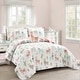 preview thumbnail 2 of 18, Lush Decor Southwest Llama Cactus Reversible Print Quilt Set White & Blush - Full - Queen