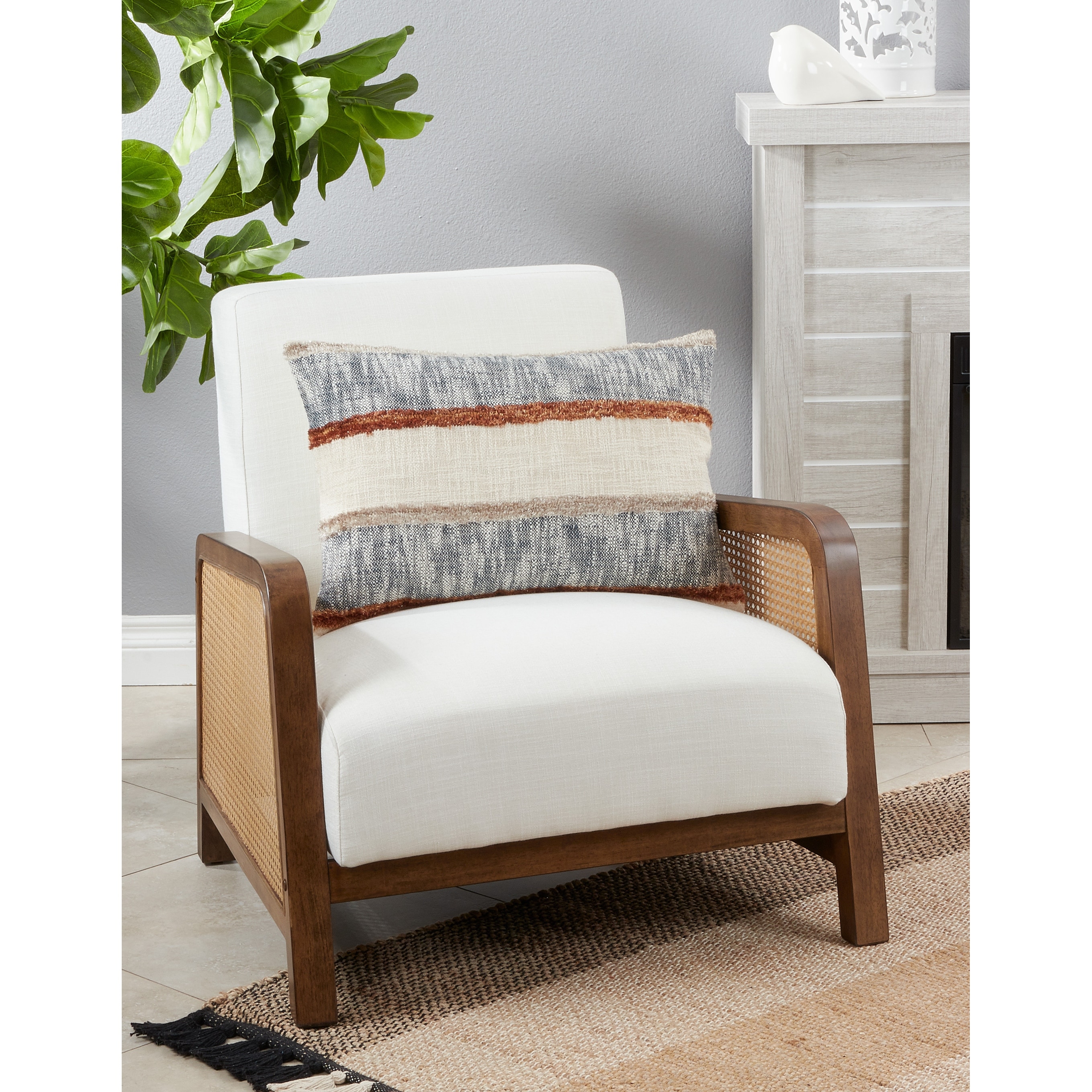 Throw Pillow With Horizontal Striped Design-image