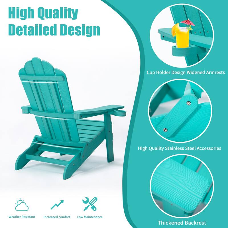 Outdoor Green Folding Adirondack Chair with Cup Holder Bed Bath