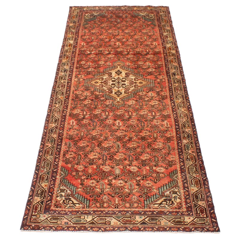 ECARPETGALLERY Hand-knotted Andelz Red Wool Rug - 4' x 11' 5"