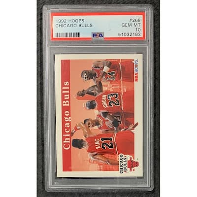Michael Jordan Scottie Pippen 1992 Hoops Chicago Bulls Card #269 Graded PSA 10 - 8' x 11'