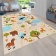 preview thumbnail 1 of 6, Kids Rug Wild Animals Play Mat in Beige Multicolor 2'8" x 4'11"