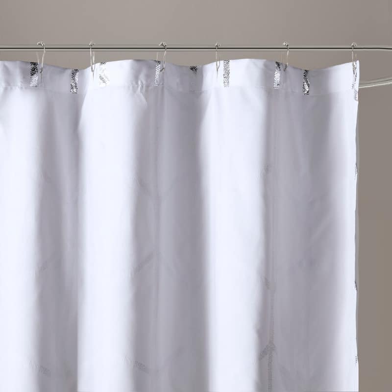 Intelligent Design Khloe Geometric Metallic Printed Shower Curtain