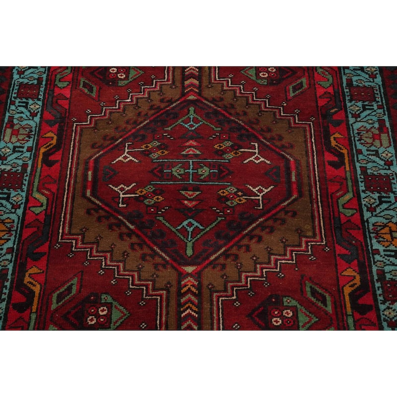 Hand Knotted Oriental 100% Wool Carpet Traditional Tribal Red Ardebil Runner Rug - 10' 3'' X 3' 8''