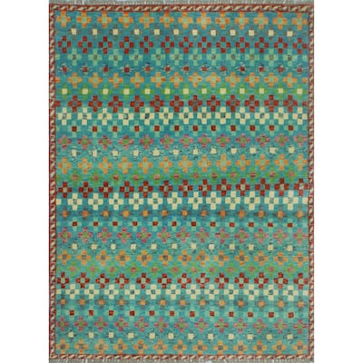 Balochi Aimara Blue/Red Rug - 3'11" x 5'10"