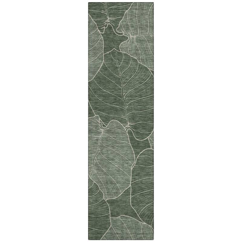 Machine Washable Indoor/ Outdoor Tropical Floral Chantille Rug