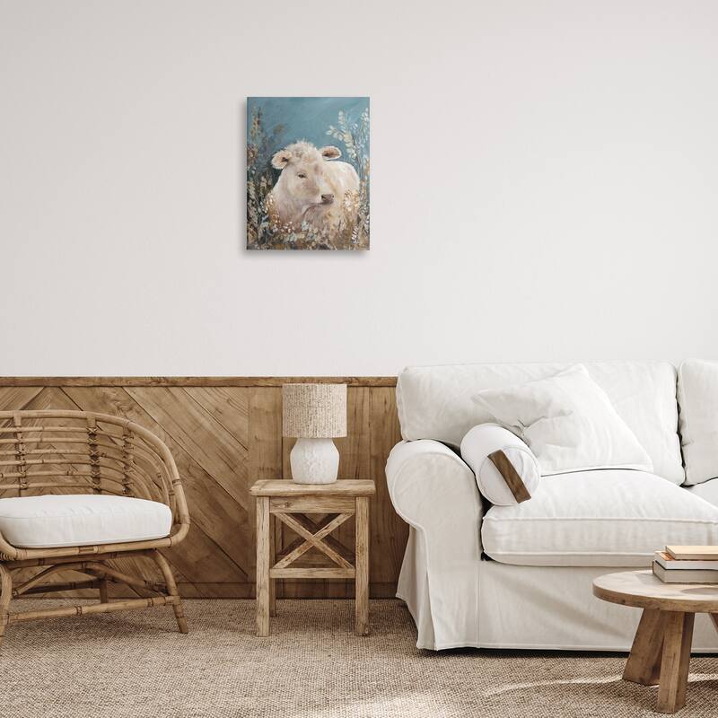 Stupell Soft Cattle Amongst Florals Canvas Wall Art Design By Amanda Hilburn