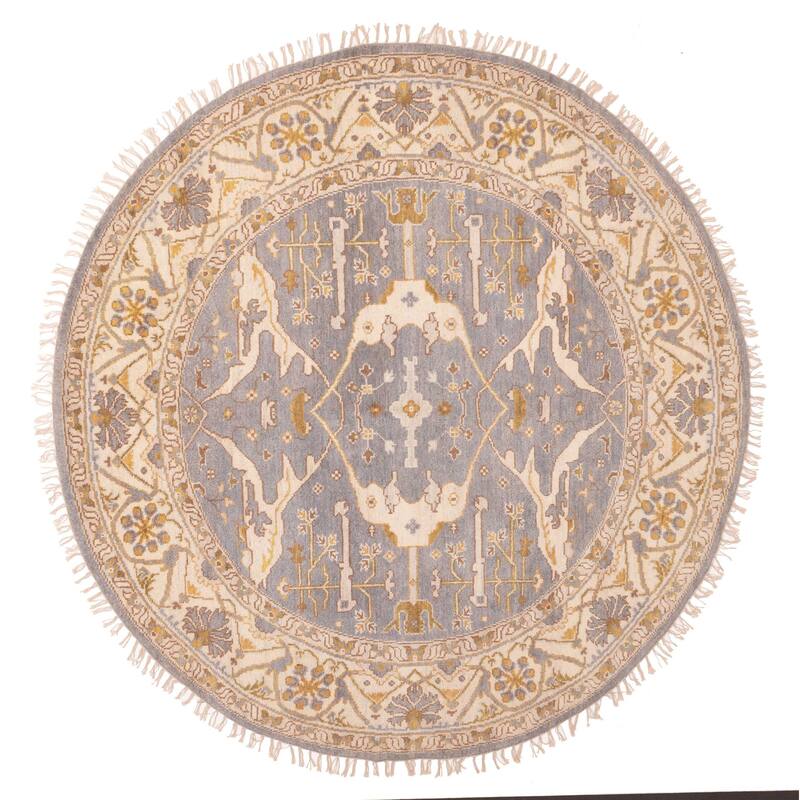 ECARPETGALLERY Hand-knotted Royal Oushak Light Denim Blue Wool Rug - 7'11 x 7'9