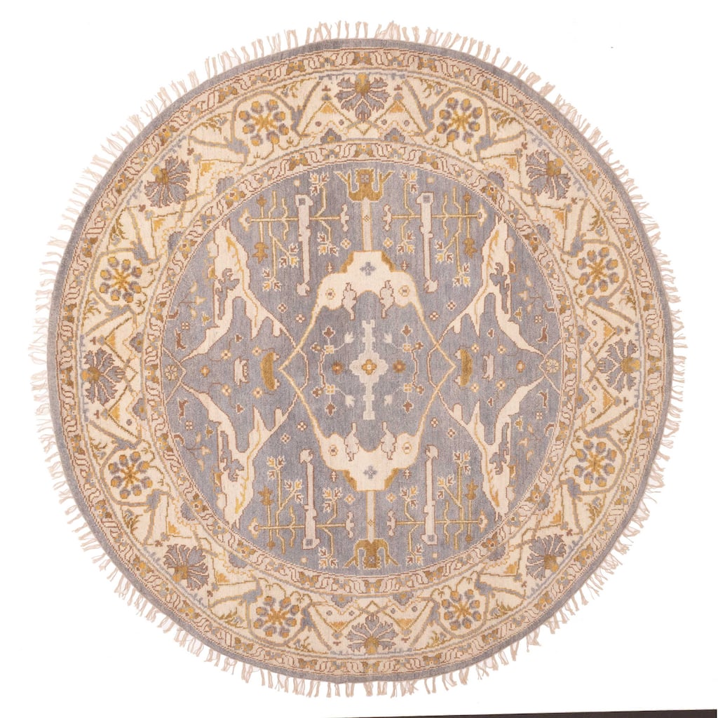 ECARPETGALLERY Hand-knotted Royal Oushak Light Denim Blue Wool Rug - 7'11 x 7'9