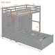 preview thumbnail 23 of 28, Twin Over Twin L-Shaped Bunk Bed with Wardrobe and Bottom Lift Up Hydraulic Bed, Kids Bunk Bedframe w/ Storage Drawers & Shelves