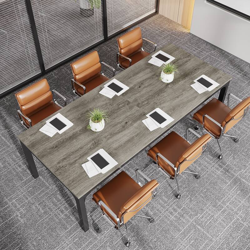Rectangle 13FT Large Conference Table Set of 2, 78.74-Inch Meeting Seminar Table, Long Business Table