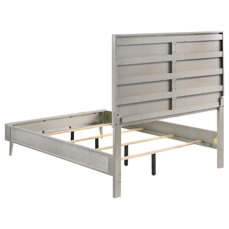 Ramon Modern Classic Wood Panel Bed Metallic Sterling
