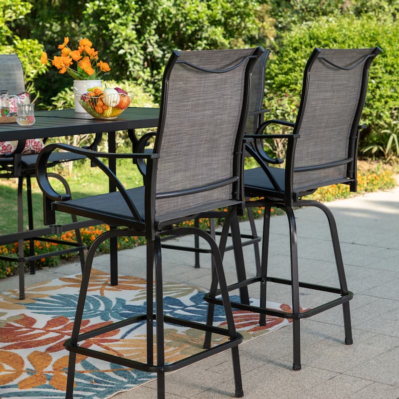 7-Piece Patio Bar Stool Set Textilene Swivel Stools