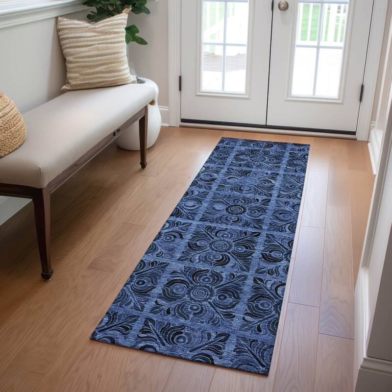Machine Washable Indoor/ Outdoor Chantille Mosic Rug
