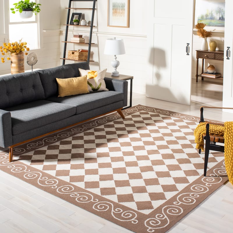 SAFAVIEH Handmade Chelsea Kamryn French Country Wool Rug - 9' x 12' - Brown/Ivory