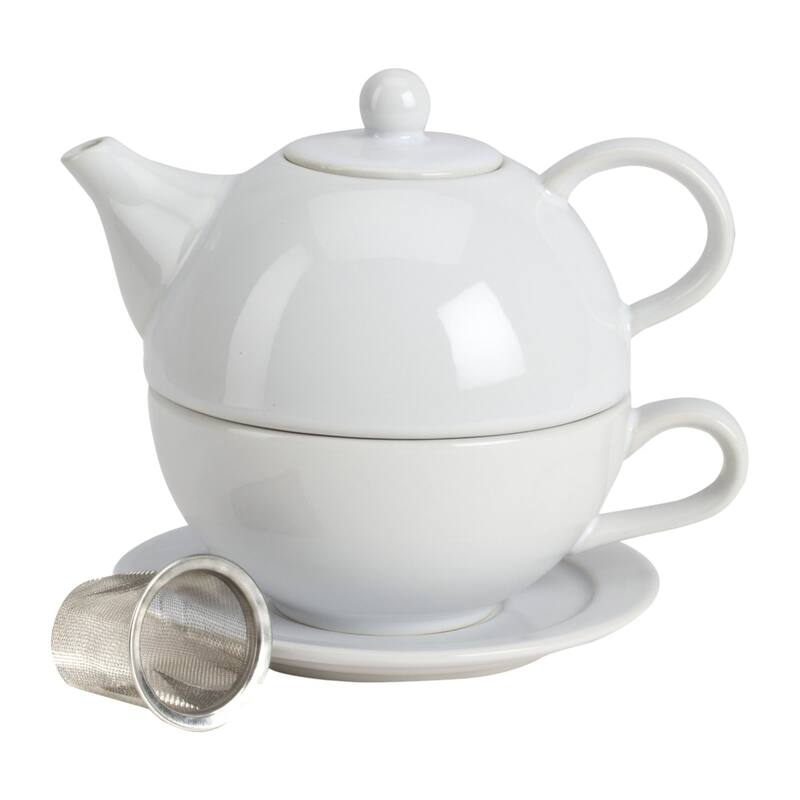 Omniware Teaz Tea for One with Infuser - 6" L x 4" W x 4.5" H - White