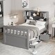 preview thumbnail 3 of 10, Twin Size Captain Platform Bed with Bookcases, Shelves & Four Drawers - Gray, Sturdy Construction Versatile Storage