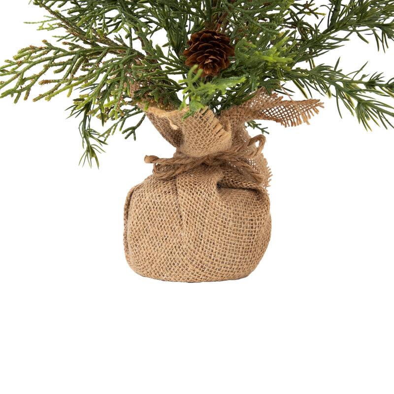 Berries and Pinecones with Burlap Base Artificial Christmas Tree - 20" - Unlit