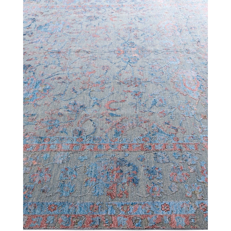 Ikat One-of-a-Kind Hand-Knotted Area Rug - Gray, 9' 0" x 12' 1" - 9' 0" x 12' 1"