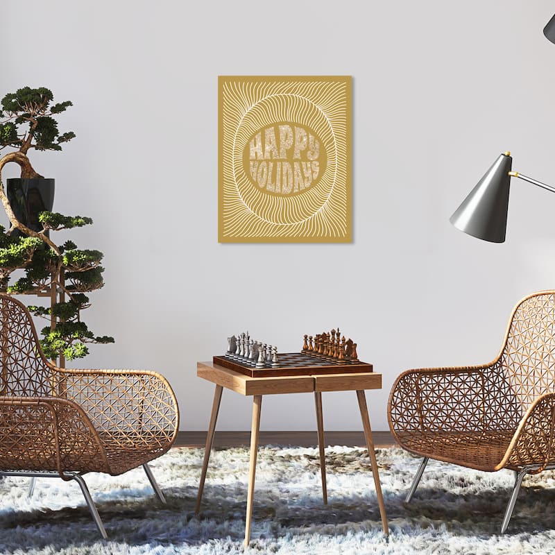 Wynwood Studio Canvas Typography and Quotes Ochre Gold Holidays Glitter Brown Tropical Wall Art Canvas Print - 16 x 20