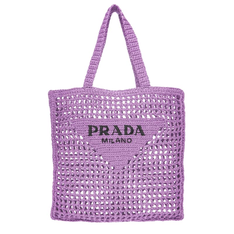 Prada Crochet Logo Shopping Bag - Lavender