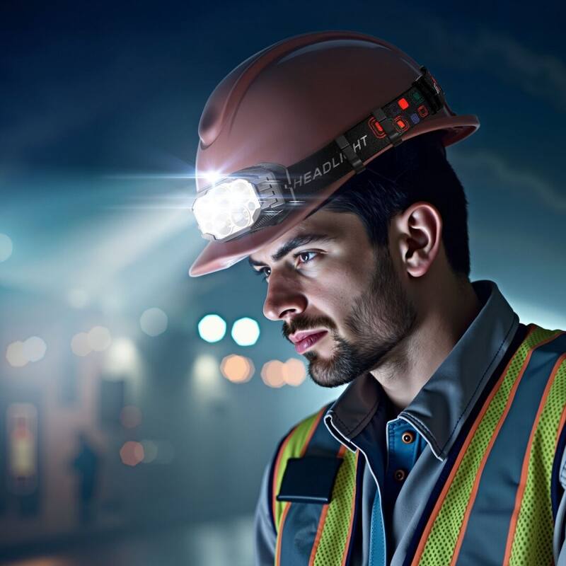 Black LED Headlamp with 12 Modes, Motion Sensor and USB-C Recharge - 2.72 x 1.81 x 1.42 inches