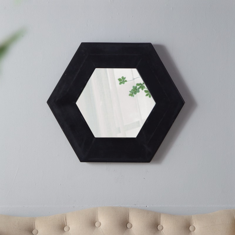 18.5" x 18.5" Hexagon Mirror with Wood Frame