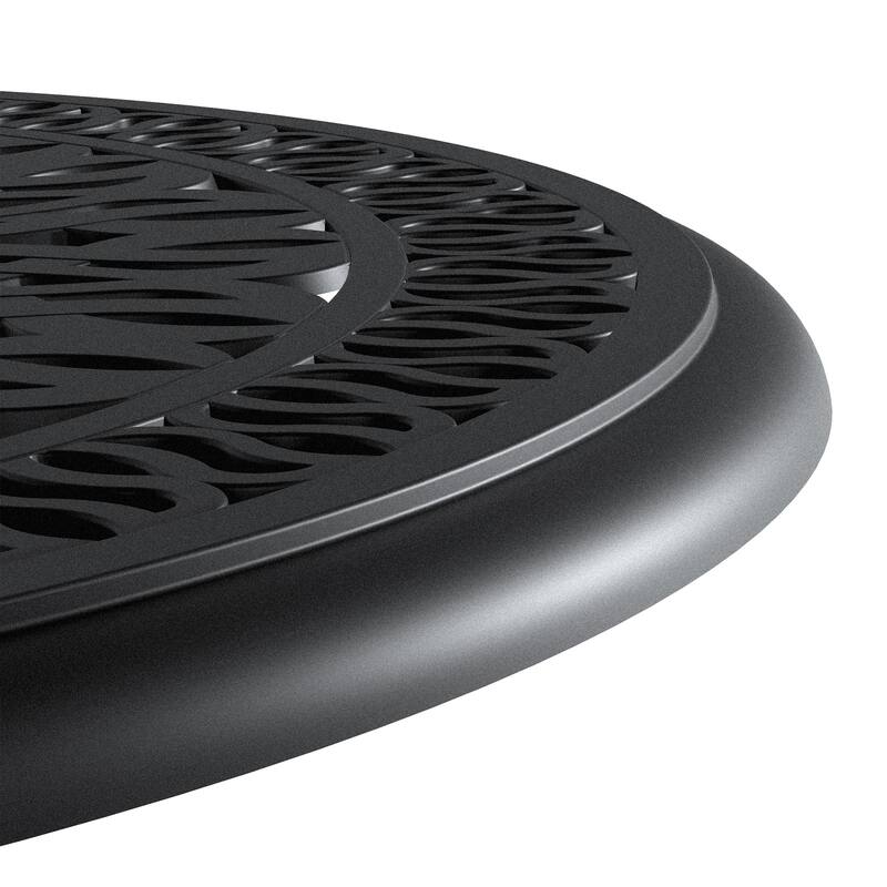 35.43-inch Cast Aluminum Patio Dining Table With Black Frame and Umbrella Hole