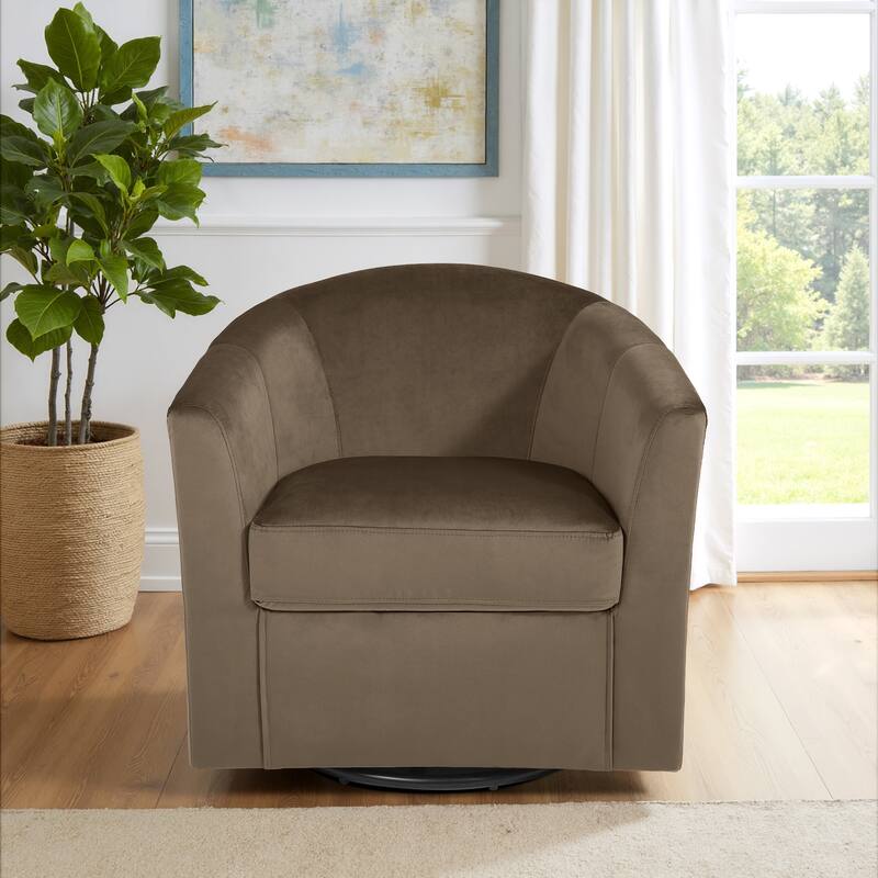 Modern Velvet Upholstered Swivel Barrel Chair for Living Room Lounge