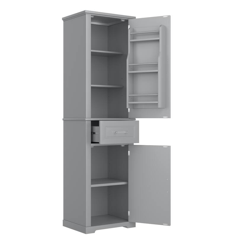 GDFStudio - Jasper Tall Freestanding Bathroom Storage Cabinet with Two-Sized Doors and Adjustable Shelves