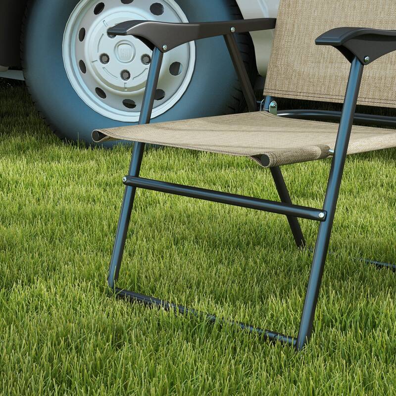 Outsunny Folding Patio Chairs, Set of 4 Sports Chairs for Adults, Camping Chairs