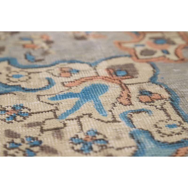 Light Blue Medallion Tabriz Persian Rug Hand-Knotted Wool Carpet - 7'9"x 11'3"