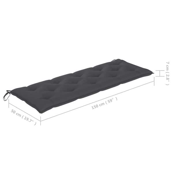 vidaXL Stacking Patio Bench with Cushion 62.6" Solid Teak Wood - 62.6" x 22.6" x 35.4"
