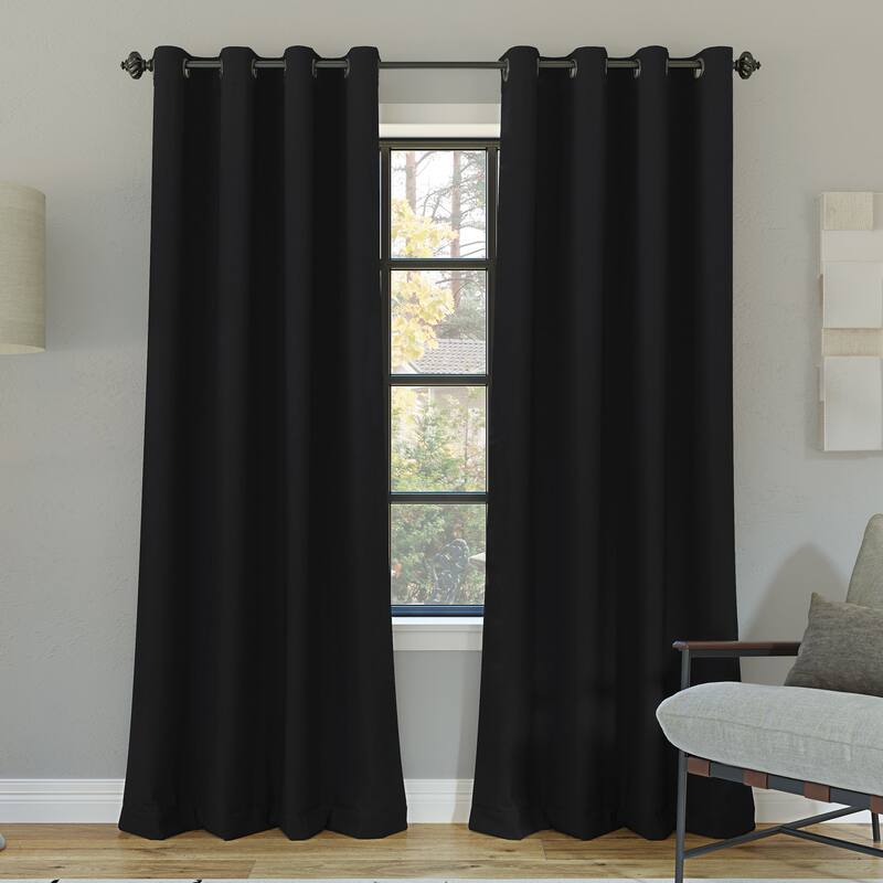 Sun Zero Oslo Theater Grade Extreme Total Blackout Grommet Curtain Panel, Single Panel - 52 x 108 - Black