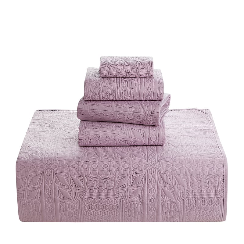 Clara Clark Bedspread Quilt Set - Grid Weave Pinsonic Lightweight Coverlet Set