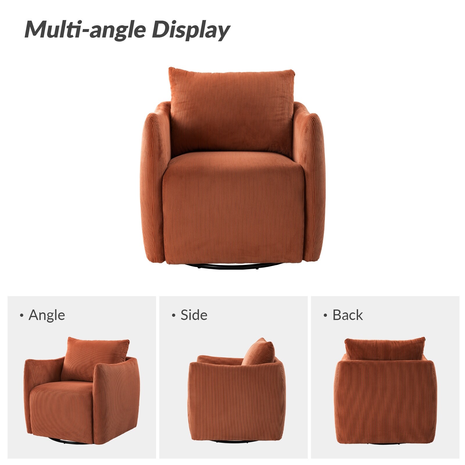 Vanessa Modern Upholstered Swivel Armchair by HULALA HOME