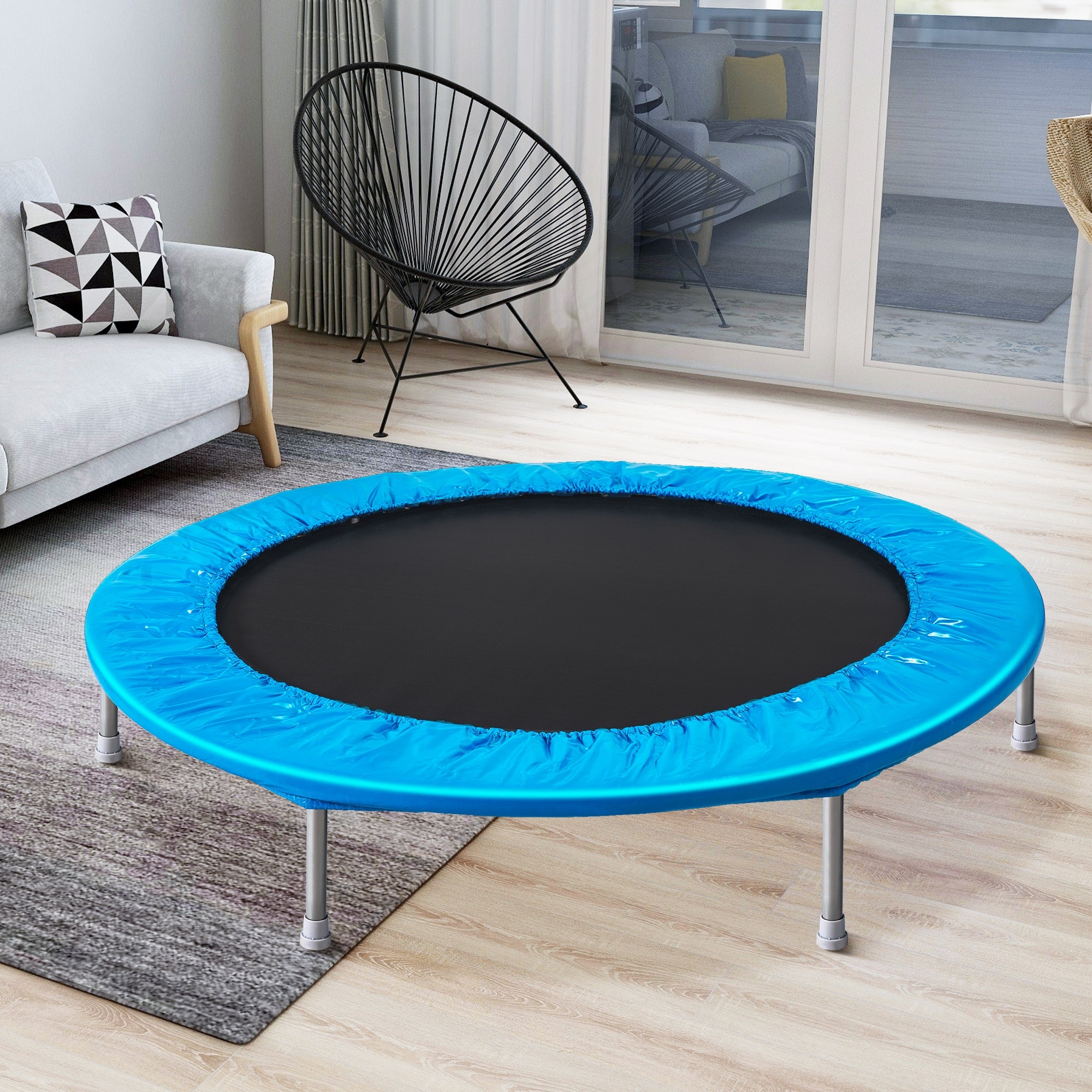 Joyin Blue Mini Round Trampoline for Kids and Adults - Portable and  Foldable - Indoor/Outdoor Use - Supports up to 250 lbs. in the Trampolines  department at
